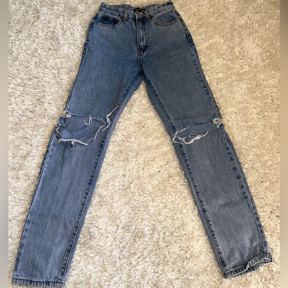 PrettyLittleThing Distressed Blue Jeans NEVER WORN